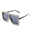 2020 Oversized Square Colorful Diamond Sunglasses Women Big Frame Luxury Crystal Sun Glasses One-piece Rhinestone Eyewear UV400