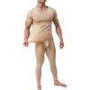 Men Undershirts Sets Ultra-thin Ice Silk Short Sleeve T Shirts Leggings Pants Transparent Tops Tee Trousers Underwear Sleepwear