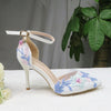 2020 New White Lace Flower wedding shoes with matching bags High heels Pointed Toe Ankle Strap Ladies Party shoe and bag set