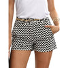 New Fashion Plaid Shorts Woman Shorts Summer Black and White Mid Waist Casual Pocket Straight Shorts Hot Sale