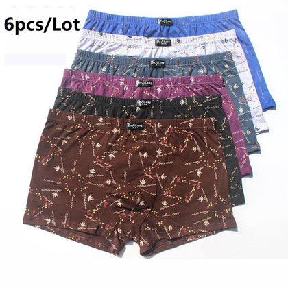 6pcs/Lot 100% Cotton Loose Boxers Four Shorts Underpants Men'S Boxers Shorts Breathable Underwear printing Comfortable cotton
