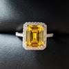 925 sterling silver Fashion yellow zircon Engagement Ring for women ladies girl big brand jewelry party gift moonso r4998