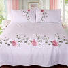 Cotton twill Embroidered Bed Sheets Set LUXURY Bedding Set Wrinkle & Fade Resistant Hypoallergenic Sheet & Pillow Case Set Queen