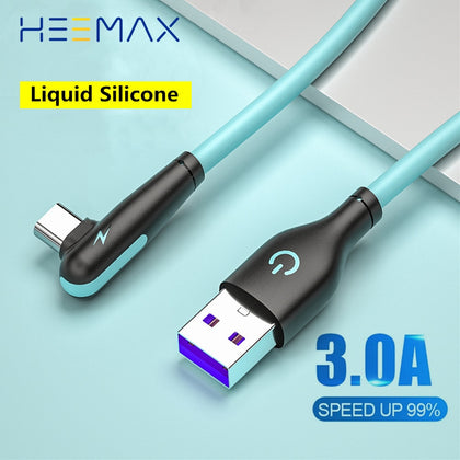 3A Type C Cable for Huawei P40 Fast Charging USB C Cable for Samsung S20 Xiaomi Charger Liquid Silicone Cable