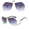 2021 New Irregular Rimless Sunglasses Women Brand Designer Alloy Frame Oversize Gradient Sun Glasses Fashion Female Clear Shades