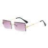Fashion Luxury Brand Rimless Rectangle Sunglasses Women Trendy Men Shades Alloy Sun Glasses Designer Wholesale 2021 Vintage