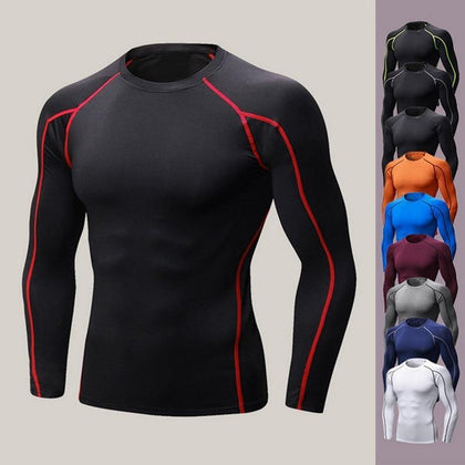 Quick Dry Men Running T shirt Long Sleeve Fitness Tops for Male Bodybuliding Compression Shirts Slimming Sports Tight fit - Surprise store