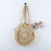 Hand-Woven Straw Bag Women Handmade Hollow Handbag Circle Shape Rattan Bag Big Capacity Summer Handbag Casual Travel Beach Bag