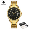 Relogios Masculino WWOOR Mens Watch Top Luxury Gold Quartz Calandar Clock Men Golden Stainless Steel Sport Watch erkek kol saati