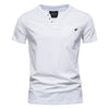 2021 Summer Top Quality Cotton T Shirt Men Solid Color Design V-neck T-shirt Casual Classic Men's Clothing Tops Tee Shirt Men