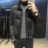 winter men's brand down jacket coat men high quality Sequins striped windproof and warm short black down jacket