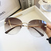 New Sunglasses Women Oversized Cat Eye Eyewear 2021 Gradient Brown Pink Rimless Sun Glasses for Female Gift Brand Designer Uv400