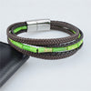 Multilayer Bracelet Natural Stone Genuine Leather Braided Wrap Bangle Stainless Steel Magnetic Clasp Bracelet Men Jewelry