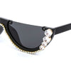 Diamond Cat Eye Sunglasses Women Semi-Rimless Sun Glasses Luxury Brand Designer Crystal Sexy Frame Rhinestone Eyewear Oculos