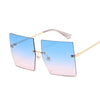 Square Oversized Sunglasses Women Vintage Luxury Rimless Sun Glasses For Female Big Frame Gradient Mirror Metal Oculos De Sol