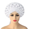 2021 Muslim Latest Shinning Sequins Headties Turban Cap for Women Ready To Wear Head Wraps African Auto Geles Headtie Bonnet