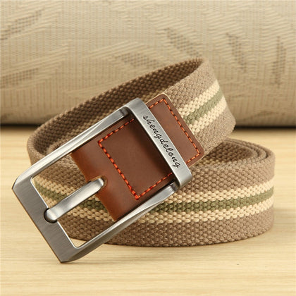 MEDYLA Canvas Belt Men's Casual Alloy Pin Buckle Belts Young Students' Military Training Belts Pants Striped Quality Belt