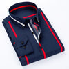 Quality Luxury Spring Striped Casual Mens Long Sleeved Shirts Soft Comfortable Men Dress Slim Fit Social Formal Shirts