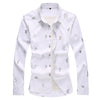 Brand Men's Fashion Long Sleeve Shirt Spring Autumn Slim fit Business Casual Print Shirts Male Plus Size 5XL 6XL 7XL
