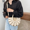 Straw Semicircle Design Small Tote Bags for Women Summer Beach Woven Shoulder Crossbody Bag Female Travel PU Designer Handbags