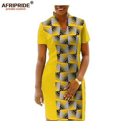 plus size african women dress AFRIPRIDE private custom short sleeve knee-length casual fall dress pure cotton linings A722557 - Surprise store