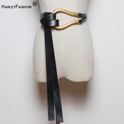 135cm Elegant Women Influencer Stylish All-match Fashion Women PU Leather Female Black New Quality Belt for Blazer