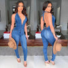 Backless Jeans Rompers Sexy Women Halter Bodycon Blue Denim Pencil Jumpsuit Overalls