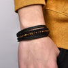 Jiayiqi Fashion Natural Stone Beads Men Bracelet Multilayer Leather Bracelet Punk Jewelry Stainless Steel Magnetic Clasp Bangles
