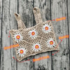 Hand Crochet Women Beach Applique Bikini Cover UP Set Crop Top Split Shorts