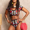 High Waist Bikini African Print Swimsuit 2 Piece Sets Womens Zipper Swimwear High Waisted Bathing Suit Sexy Bikini 2021 Dropship
