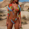 Fashion swimwear for women Sexy V neck top Ankara print women Swimsuit Female Sunscreen swimsuit beach sexy swimwear