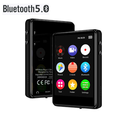 X62 MP3 Player Bluetooth 5.0 Metal Touch Screen 2.4 Inch Built-in Speaker 16GB with E-Book FM Radio Voice Recording Video Player