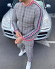 Muscle brothers 2021 new 3D printing retro men's leisure sports men's suit Plaid stripe coat Long pants men's suit