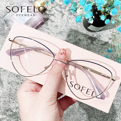 Cat Eye Myopia Optical Glasses Frame Women Prescription Eyeglasses Frame Female Stainless Steel Spectacles Frame Brand New 2021