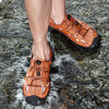2021 New Summer Men's Leather Sandals Brand Fashion Casual Handmade Roman Sandals Outdoor Sport Hiking Beach Sandals Big Size 48