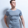 Summer Seamless Underwear Men Thin Solid Male Short-sleeve Ice Silk Stretch Tight-fitting Undershirts Young Hipsters Simple Tops