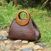 22 style straw bag rattan wooden handle retro woven bag bucket bag large vacation beach bag