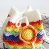 New Hand-knitted Crochet rainbow Flowers Women Shoulder Messenger Bag Woolen Yarn Handmade Tassel Shopping Handbag