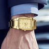 2021 WWOOR Luxury Gold Full Steel Watches Mens Square Quartz WristWatch For Men Sport Waterproof Week and Date Relogio Masculino