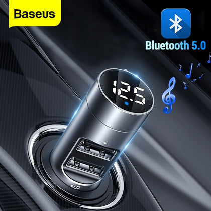 Baseus FM Transmitter Car Wireless Bluetooth 5.0 FM Radio Modulator Car Kit 3.1A USB Car Charger Handsfree Aux Audio MP3 Player