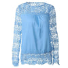 Spring and summer chiffon shirt women's casual long-sleeved hollow flower lace shirt shirt women - Surprise store