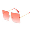 Square Oversized Sunglasses Women Vintage Luxury Rimless Sun Glasses For Female Big Frame Gradient Mirror Metal Oculos De Sol
