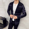 Sweater Jacket Men Fashion High Quality Brand Slim Striped Long Sleeve Suit Collar Cardigan Wool Jacket Coat