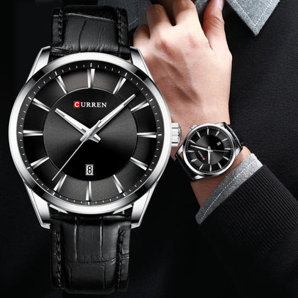 CURREN Quartz Watches for Men Leather Strap Male Wristwatches Top Luxury Brand Business Men's Clock 45 mm Reloj Hombres