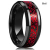 FDLK 8 Colors 8mm Men's Stainless Steel Dragon Ring Inlay Red Green Black Carbon Fiber Ring Wedding Band Jewelry Size 6-13