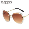 2021Vintage Fashion Oversized Rimless Sunglasses Women Famous Luxury Brand Design Sexy Diamond Square Sun Glasses For Female