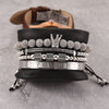 4pcs/set Hip Hop Braided Braiding Bracelet Men Pave CZ Zircon Crown Bracelet Luxury Jewelry