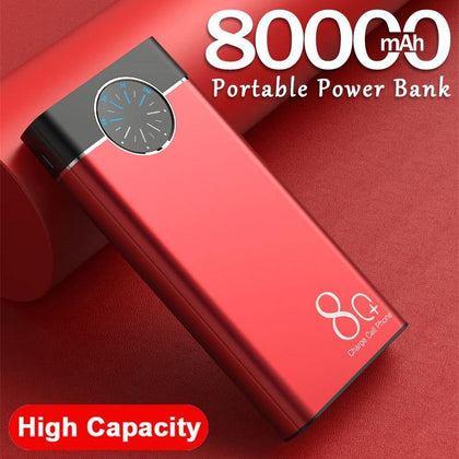 80000mAh Power Bank Portable Charger Large Capacity 2USB LED Lamp External Battery Powerbank for Xiaomi IPhone Samsung - Surprise store
