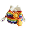 New Hand-knitted Crochet rainbow Flowers Women Shoulder Messenger Bag Woolen Yarn Handmade Tassel Shopping Handbag