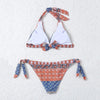 Swimming Suit For Women Sexy Boho Style Geometric Ethnic Print Bandeau Tie Side Swimsuit Women Bikini Beachwear Bathing Suit